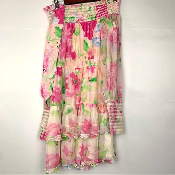 NWT Rococo Sand Alora Mini Off Shoulder Dress Floral Multi Pink Small - Picture 7 of 12